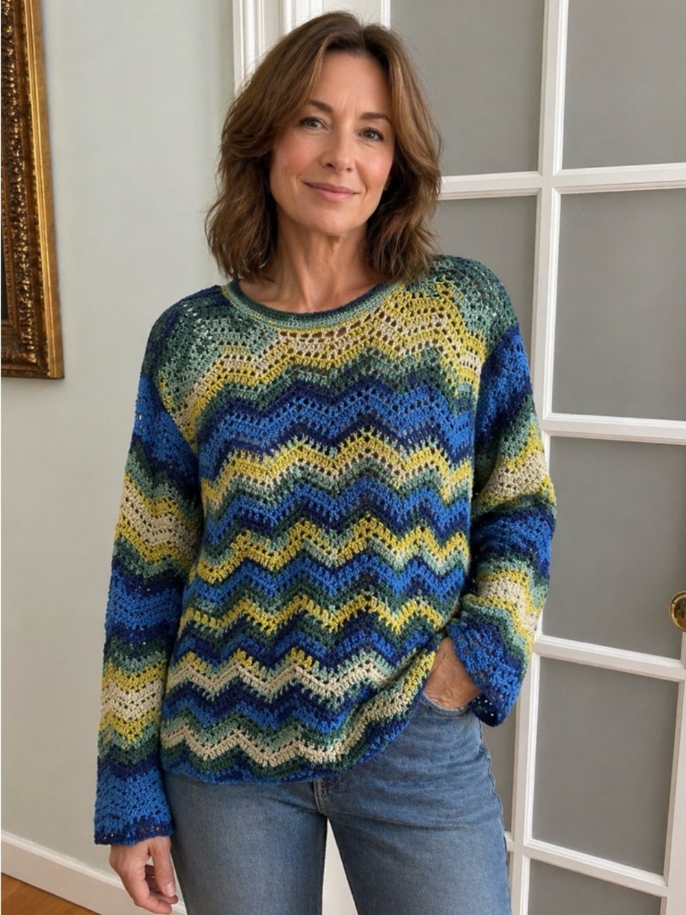 Hand Crocheted Women's Sweater Size L-XL